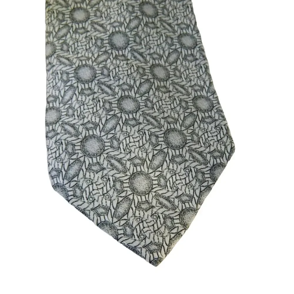 Vintage Wide White and Black Tie, Geometric Print Tie, Monsieur Cravatieur Tie